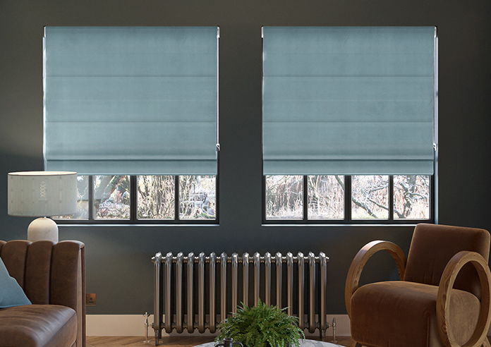Ultra Luxe Velvet, Blue Cloud - Twist&Fit Roman Blind - Image 3